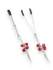 Cleme pentru sfârcuri B-SERIES Exclusive Nipple Clamps, design cu țepi și clopoței, argintiu cu roșu (61-00012)