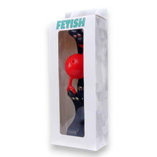 Căluș pentru gură B-SERIES Fetish Ball Gag, pentru jocuri erotice BDSM, mărime ajustabilă, din piele ecologică, negru cu roșu