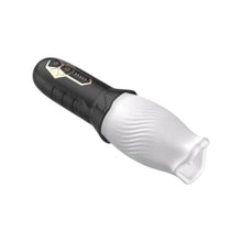 Masturbator automat B-SERIES Cyclone Blowjob Simulator, cu 5 funcții de rotație 360°, 10 funcții de vibrație, alb cu negru