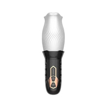 Masturbator automat B-SERIES Cyclone Blowjob Simulator, cu 5 funcții de rotație 360°, 10 funcții de vibrație, alb cu negru
