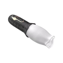 Masturbator automat B-SERIES Cyclone Blowjob Simulator, cu 5 funcții de rotație 360°, 10 funcții de vibrație, alb cu negru