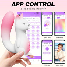 Stimulator clitoris B-SERIES Squirrel Smart Tail, în formă de veveriță, control prin aplicație, 7 funcții de vibrație, 7 tipuri de aspirație, încălzire, alb