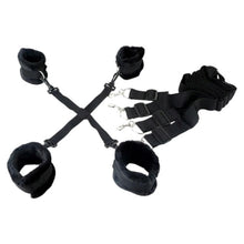 Set bondage FETISH B-SERIES Hidden Desire Chest, pentru jocuri erotice BDSM, cătușe pentru mâini și picioare cu 6 accesorii, negru