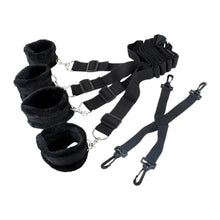Set bondage FETISH B-SERIES Hidden Desire Chest, pentru jocuri erotice BDSM, cătușe pentru mâini și picioare cu 6 accesorii, negru