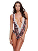 Lenjerie erotică teddy BACI LINGERIE Grey Floral & Lace, body sexy din plasă cu dantelă, design gri cu flori, marime S/M