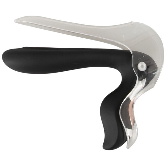 Vibrator BAD KITTY Vibrating Speculum, în formă de specul cu lumină LED, 10 funcții de vibrație, lungime 13.7 cm, negru