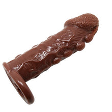 Manșon cu inel pentru testicule BAILE Brave Man, pentru extensia penisului, întârzierea ejaculării și stimulare, 14 cm, maro