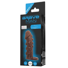 Manșon cu inel pentru testicule BAILE Brave Man, pentru extensia penisului, întârzierea ejaculării și stimulare, 14 cm, maro