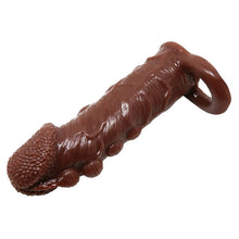 Manșon cu inel pentru testicule BAILE Brave Man, pentru extensia penisului, întârzierea ejaculării și stimulare, 14 cm, maro
