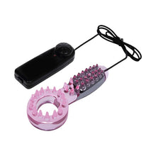 Inel vibrator pentru penis BAILE Couples Collection, control prin telecomandă cu fir, diametru 2 cm, roz transparent