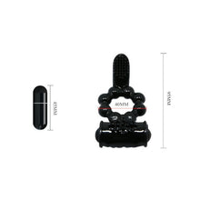 Inel pentru penis cu stimulator BAILE Sweet Ring, cu vibrator bullet inclus, din TPR, culoare negru