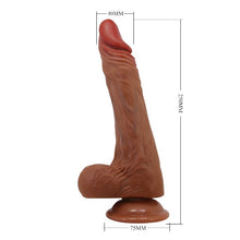 Dildo vibrator BAILE Beautiful Calisto, cu funcții de rotație, penetrare automată și vibrații, cu ventuză, material moale, 25 cm, culoare naturală