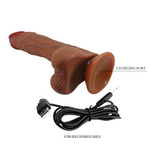 Dildo vibrator BAILE Beautiful Calisto, cu funcții de rotație, penetrare automată și vibrații, cu ventuză, material moale, 25 cm, culoare naturală