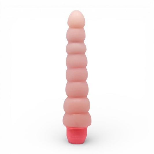 Vibrator BAILE Flexi Vibe Spine, cu design curbat și texturat, vibrații multiple, din TPE, culoarea pielii, 19 cm