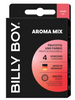 Prezervative BILLY BOY Aroma Mix, din latex natural, lubrifiate și rezistente, 56 mm, roșu și negru, arome căpșuni și tutti frutti, 4 buc