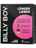 Prezervative BILLY BOY Love Longer, cu inel de penis integrat, din latex natural, lubrifiate și rezistente, 52 mm, transparente, 3 buc