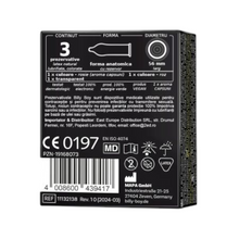 Prezervative BILLY BOY Sensual Mix, din latex natural, lubrifiate și rezistente, diametru 56 mm, culori transparent, roșu, roz, 3 buc