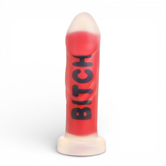 Dildo XR BRANDS Bitch, compatibil cu hamuri strap-on, din silicon premium, culoare roșu, 18.5 cm