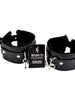 Catuse erotice Bound to Please - Plush Wrist Cuffs, din piele cu puf pentru o purtare conforabila, Neagra