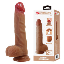 Dildo realistic PRETTY LOVE Lisle, cu testicule și ventuză, material moale și flexibil, lungime inserabilă 15 cm, diametru 4.2 cm, culoare naturală