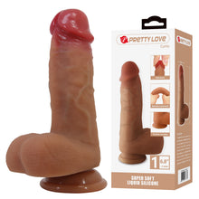 Dildo realistic PRETTY LOVE Curtis, cu testicule și ventuză, material moale și flexibil, lungime inserabilă 12.5 cm, diametru 4.2 cm, culoare naturală