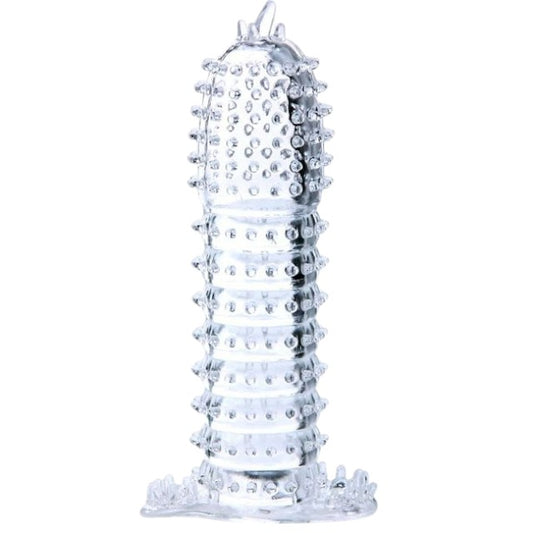 Manșon pentru penis BAILE Penis Sleeve, pentru stimulare intensă și îngroșare, lungime 14 cm, din silicon, transparent