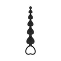 Bile anale BLACK&SILVER Mila Anal Heart-Beads, rozariu anal din silicon, bile în formă de inimă, diametru progesiv 1 - 3.2 cm, negru