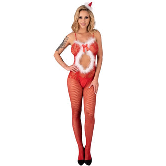 Lenjerie Bodystocking LivcoCorsetti Fashion - CHRISTMAS LC 17178, rosu, marime universala