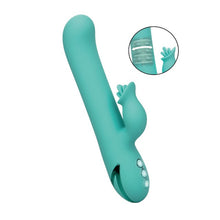 Vibrator rabbit CALEXOTICS Bel Air Bombshell, pentru stimularea clitorisului și punctului G, 3 funcții de rotație, 10 funcții de vibrație, verde turcoaz