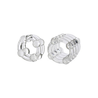 Set 2 inele pentru penis CALEXOTICS Colt Enhancer Rings, din TPE, design cu bile pentru stimulare, transparent