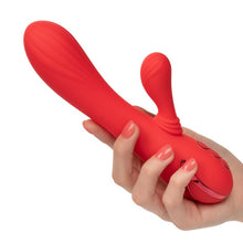 Vibrator rabbit CALEXOTICS Palisades Passion, pentru stimularea clitorisului și punctului G, cu funcție de încălzire, 10 funcții de vibrație, roșu