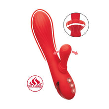 Vibrator rabbit CALEXOTICS Palisades Passion, pentru stimularea clitorisului și punctului G, cu funcție de încălzire, 10 funcții de vibrație, roșu