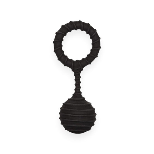 Inel cu greutate pentru penis COLT Weighted Ring Large, din silicon elastic, cu bilă de 110 grame, diametru inserabil 3.25 cm, negru