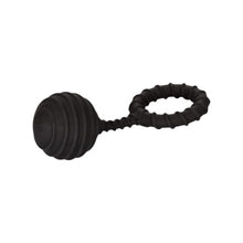 Inel cu greutate pentru penis COLT Weighted Ring Large, din silicon elastic, cu bilă de 110 grame, diametru inserabil 3.25 cm, negru