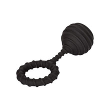 Inel cu greutate pentru penis COLT Weighted Ring Large, din silicon elastic, cu bilă de 110 grame, diametru inserabil 3.25 cm, negru