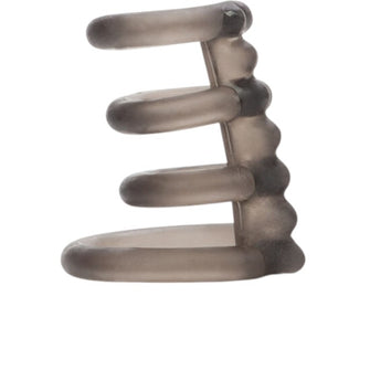 Inel triplu pentru penis CALEXOTICS Dr. Joel Support Master, cu suport pentru testicule, din material elastic, gri