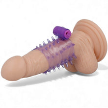 Manșon pentru penis CASUAL LOVE Ring Vibrating Sleeve, cu bullet inclus, pentru stimulare intensă și îngroșare, mov