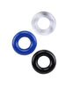 Set 3 inele pentru penis CHISA GK POWER Donut Rings, din TPE, diametru 1.8 cm, culori albastru, alb și negru