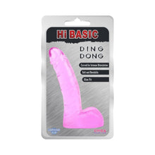Dildo realist cu testicule CHISA Hi Basic - Ding Dong, din TPR moale și flexibil, lungime 13 cm, roz transparent