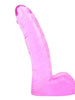 Dildo realist cu testicule CHISA Hi Basic - Ding Dong, din TPR moale și flexibil, lungime 13 cm, roz transparent