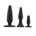 Set plug anal CHISA Anal Traimer, 3 dopuri de dimensiuni progresive, diametru 2.5/2.9/3.7 cm, culoare negru