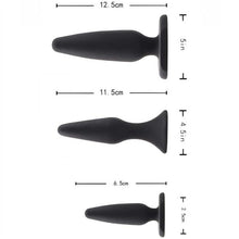 Set plug anal CHISA Anal Traimer, 3 dopuri de dimensiuni progresive, diametru 2.5/2.9/3.7 cm, culoare negru