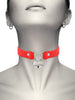 Choker COQUETTE Hand Crafted Choker, din piele vegană, accesoriu cu inimă, culoare roșu cu argintiu, 40 cm