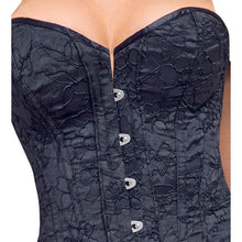 Corset sexy COTELLI PARTY Corsage, pentru jocuri erotice și roleplay, din material catifelat cu broderie florală, culoare negru, mărime M