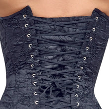 Corset sexy COTELLI PARTY Corsage, pentru jocuri erotice și roleplay, din material catifelat cu broderie florală, culoare negru, mărime M