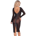 Rochie sexy COTTELLI Party Dress, lenjerie erotică din plasă cu lanț și fermoar pe spate, culoare negru, mărime M