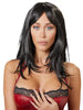 Perucă sexy COTTELLI Accessoires, pentru jocuri erotice și costume roleplay, păr lung în scări cu breton, culoarea negru