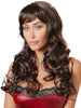 Perucă sexy COTTELLI Accessoires, pentru jocuri erotice și costume roleplay, păr lung și ondulat cu breton, culoarea maro
