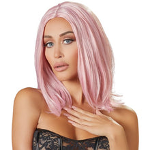 Perucă sexy COTTELLI Accessoires, pentru jocuri erotice și costume roleplay, lungime bob până la umăr, culoarea roz pastel