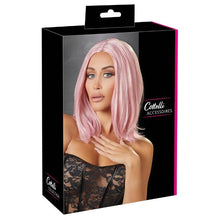 Perucă sexy COTTELLI Accessoires, pentru jocuri erotice și costume roleplay, lungime bob până la umăr, culoarea roz pastel